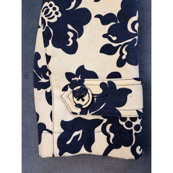 Merona Trench Coat/Jacket Blue Floral with Belt/Double Buttons / Women's S - Picture 6 of 11